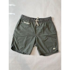 Men's Vuori Shorts Medium Green Running Zip Pockets Drawstring Elastic V330